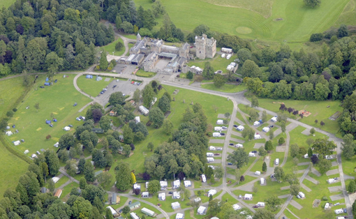 A birds-eye view of Hoddom castle and the surrounding estate